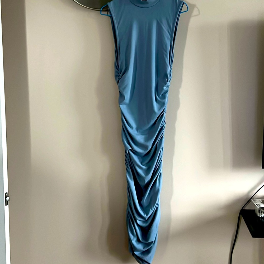 SHEIN blue tank ruched dress size M